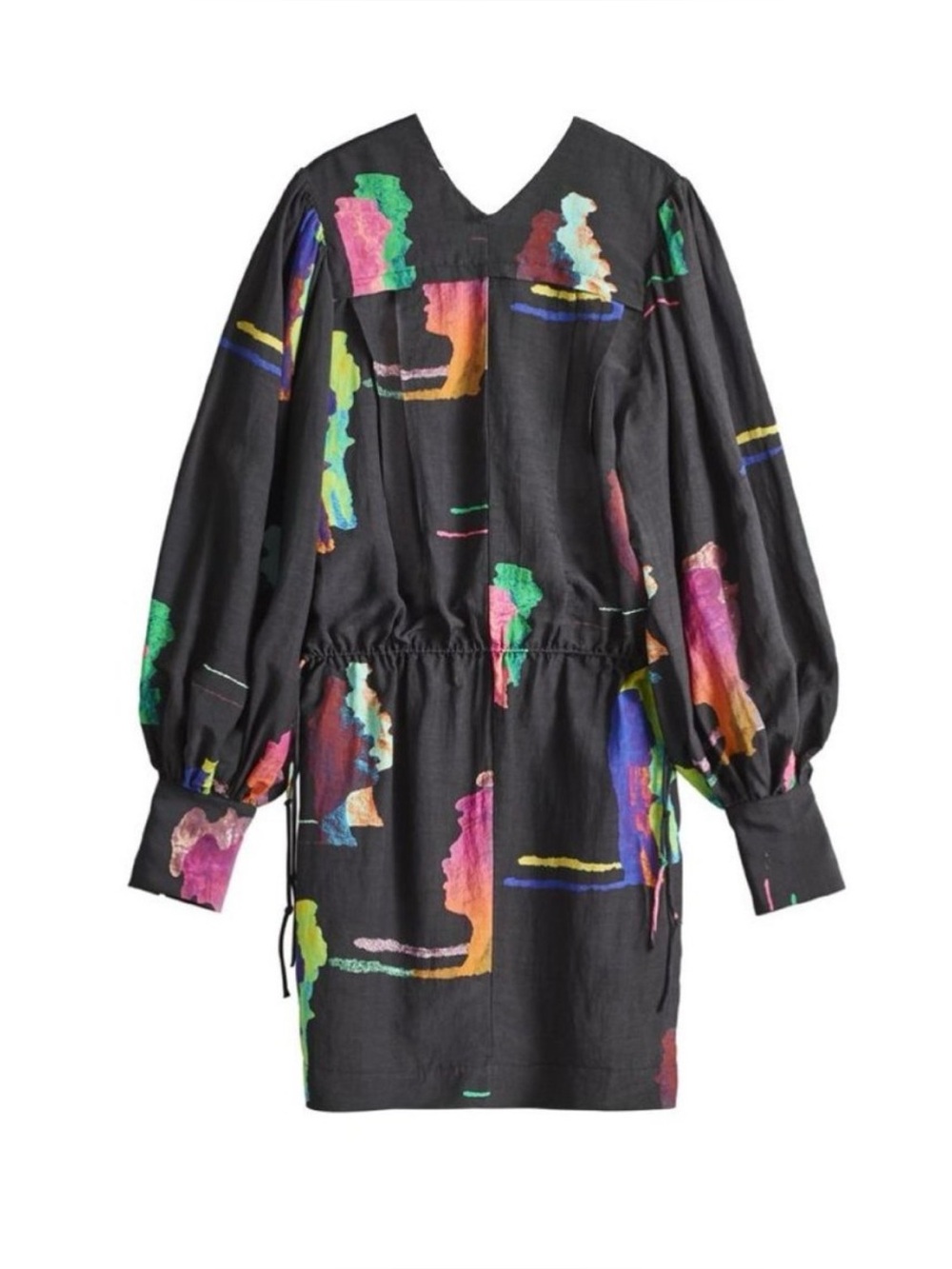 H&M Studio S/S Collection Watercolor Puff Balloon Sleeve Mini Tunic Dress XS 36